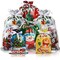 20PCS Christmas Drawstring Gift Bags - Assorted Sizes from Small to Jumbo, with Colorful Designs & Tags, Ideal for Holiday Wrapping & Decorations Party Favors